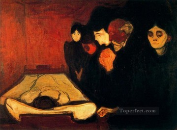 有名な要約 Painting - 臨終の熱で 1893年 エドヴァルド・ムンク 表現主義